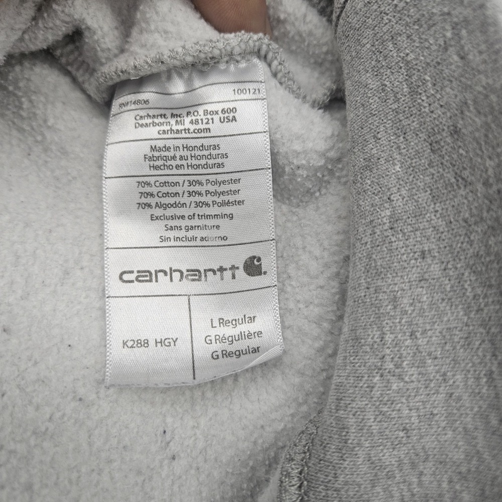 Carhartt Sleeve Logo Hoodie Gray Workwear Pullover Sweatshirt Mens Large - Picture 11 of 16